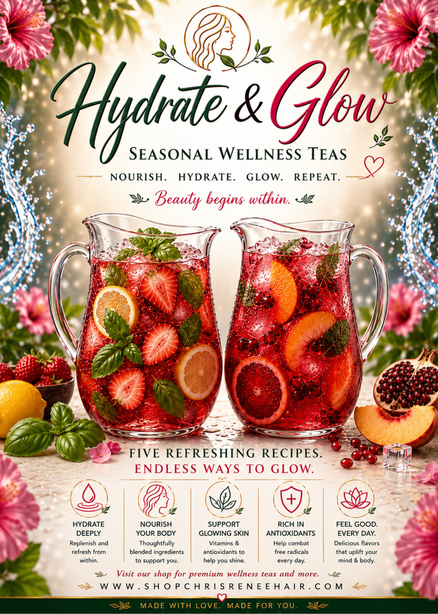 Hydrate & Glow Wellness Tea Digital Recipe - Citrus Berry Mint