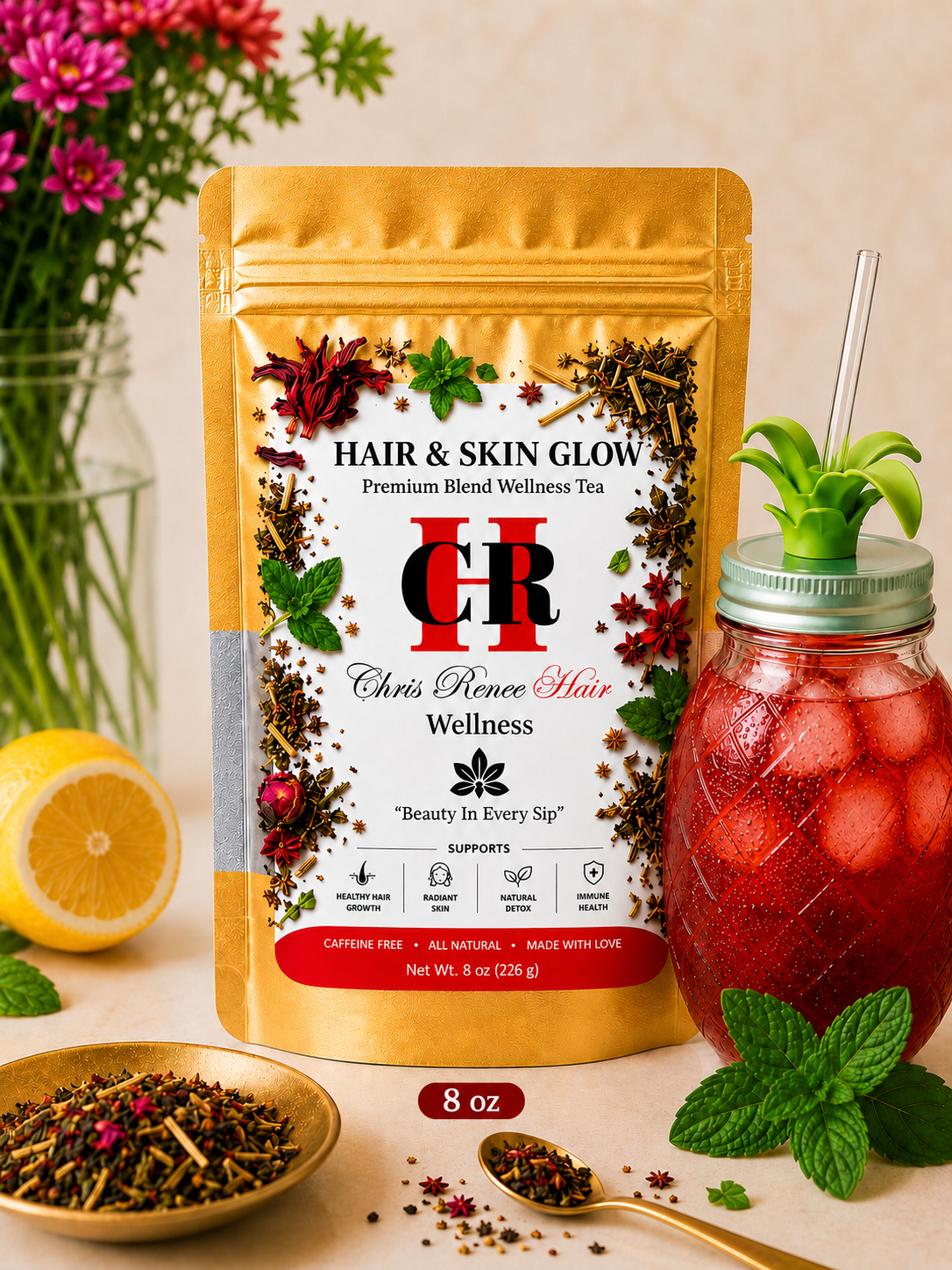 Hair & Skin Glow Premium Blend Wellness Loose Leaf Tea - 8 oz.